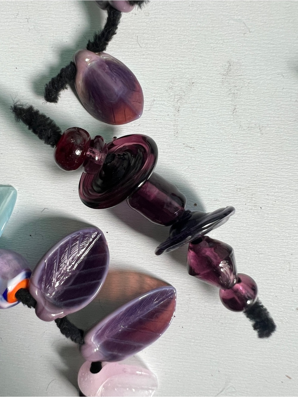 Lampwork Bead Lot green redPurple and gemstone strand - Picture 6 of 6